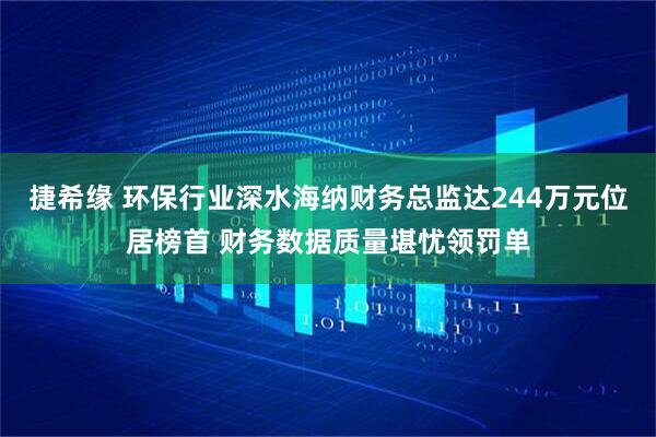 捷希缘 环保行业深水海纳财务总监达244万元位居榜首 财务数据质量堪忧领罚单