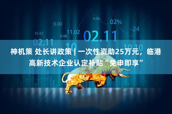 神机策 处长讲政策 | 一次性资助25万元，临港高新技术企业认定补贴“免申即享”