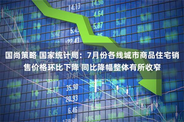 国尚策略 国家统计局：7月份各线城市商品住宅销售价格环比下降 同比降幅整体有所收窄